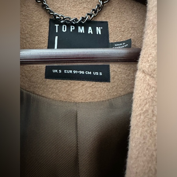 Topman Camel Double breasted Overcoat - Picture 2 of 5